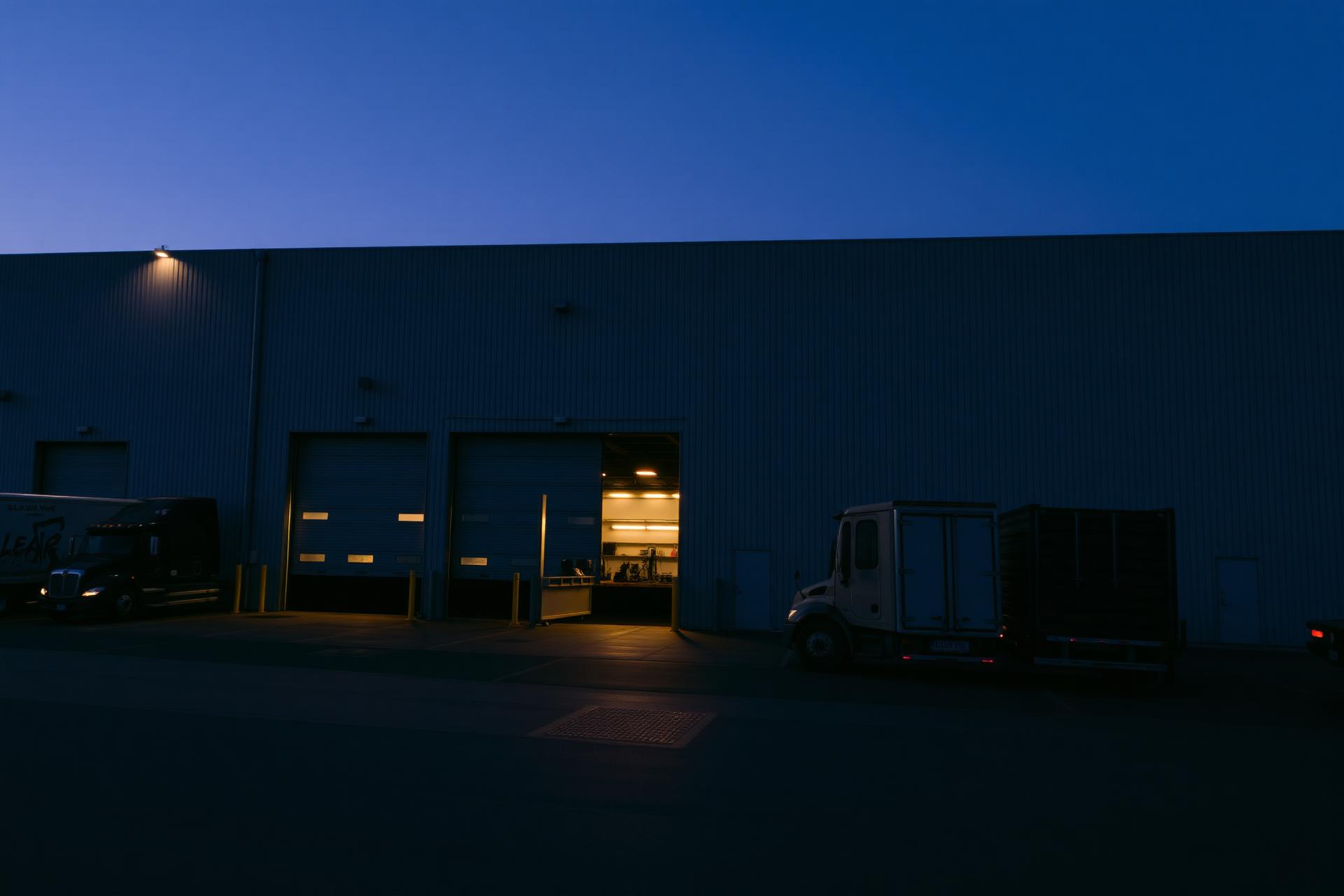 Commercial loading dock with industrial overhead doors in Harris County